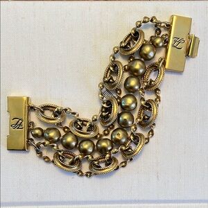 Karl Lagerfeld Couture Gold Pearl & Treasure Chain Bracelet